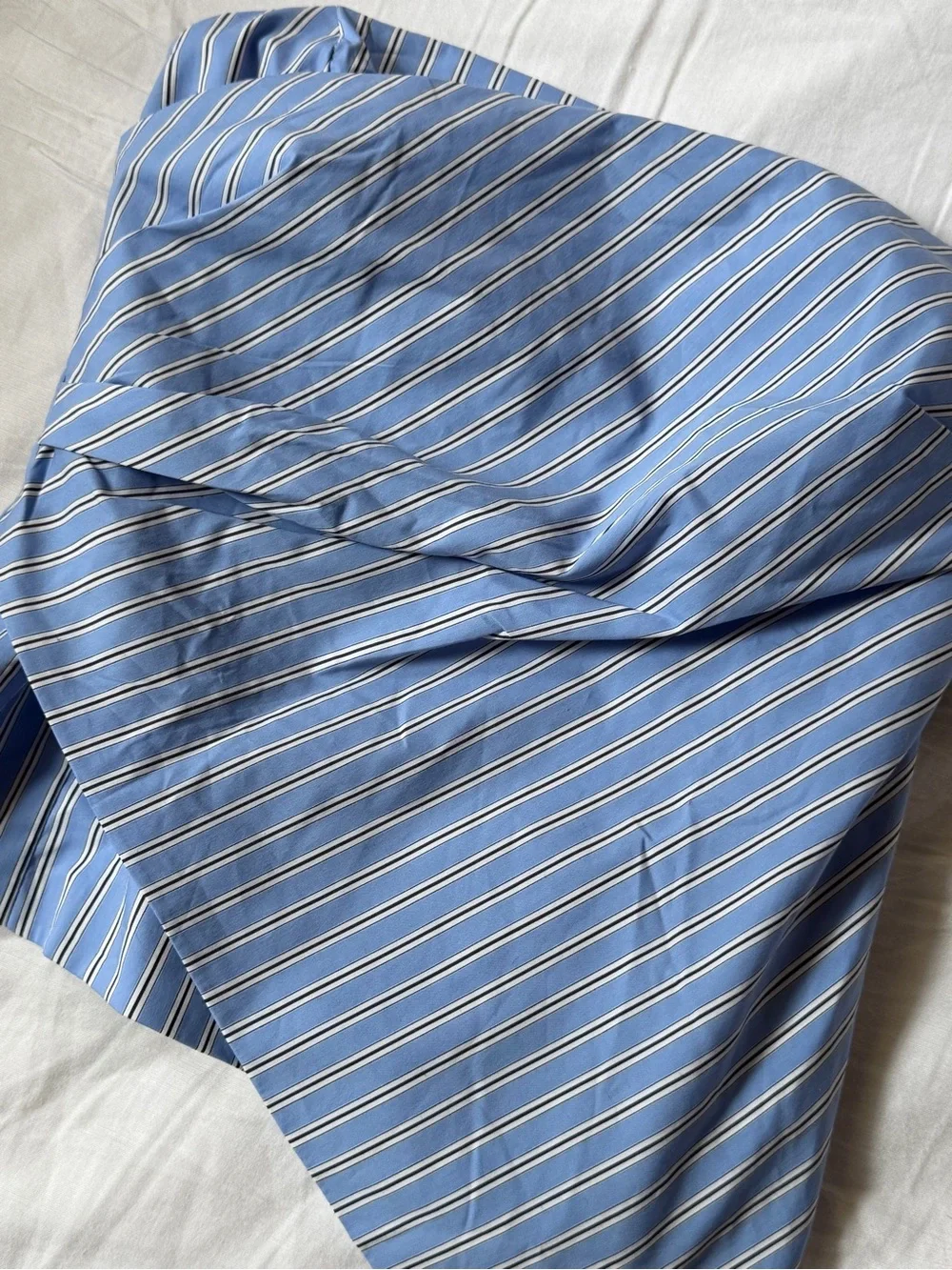 Mango Light Blue and White Striped Smocked Tube Top